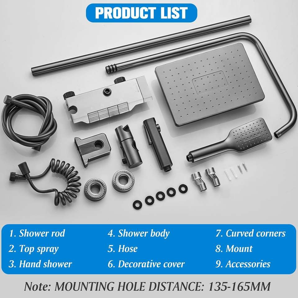 Intelligent Bathroom Aluminum Rainwater Shower System with 4 Functions Cold and Hot Stream Faucet Set