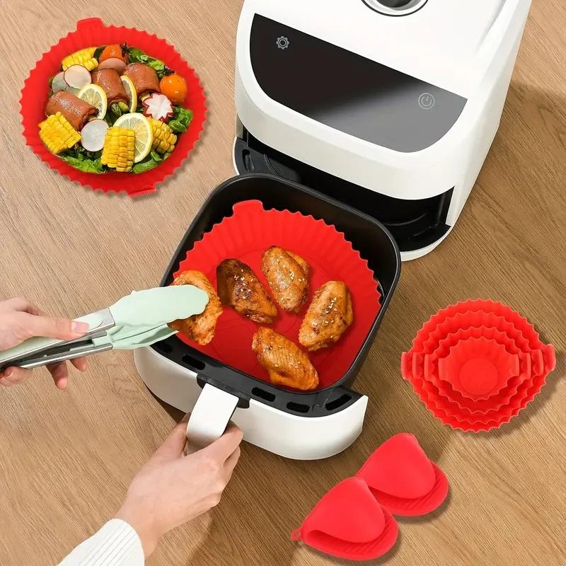 6-Piece Silicone Liner Basket Set for Air Fryer Baking Accessories for Fryer and Oven Use