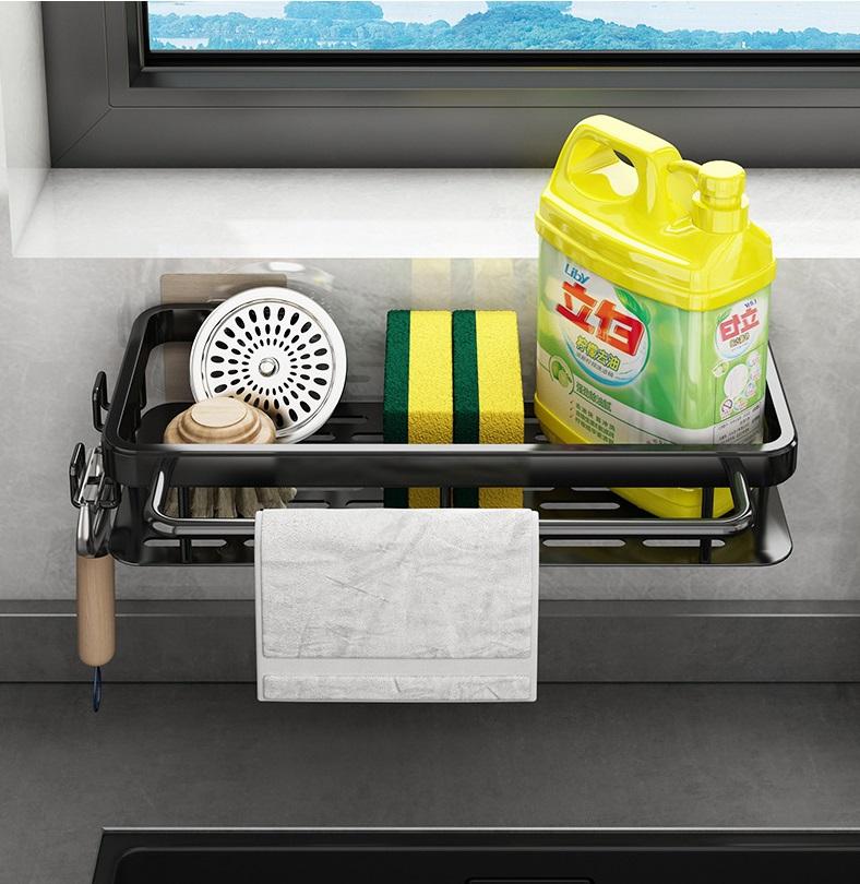 Kitchen Sink Shelf Organizer Soap Sponge Holder Drain Rack Storage Basket