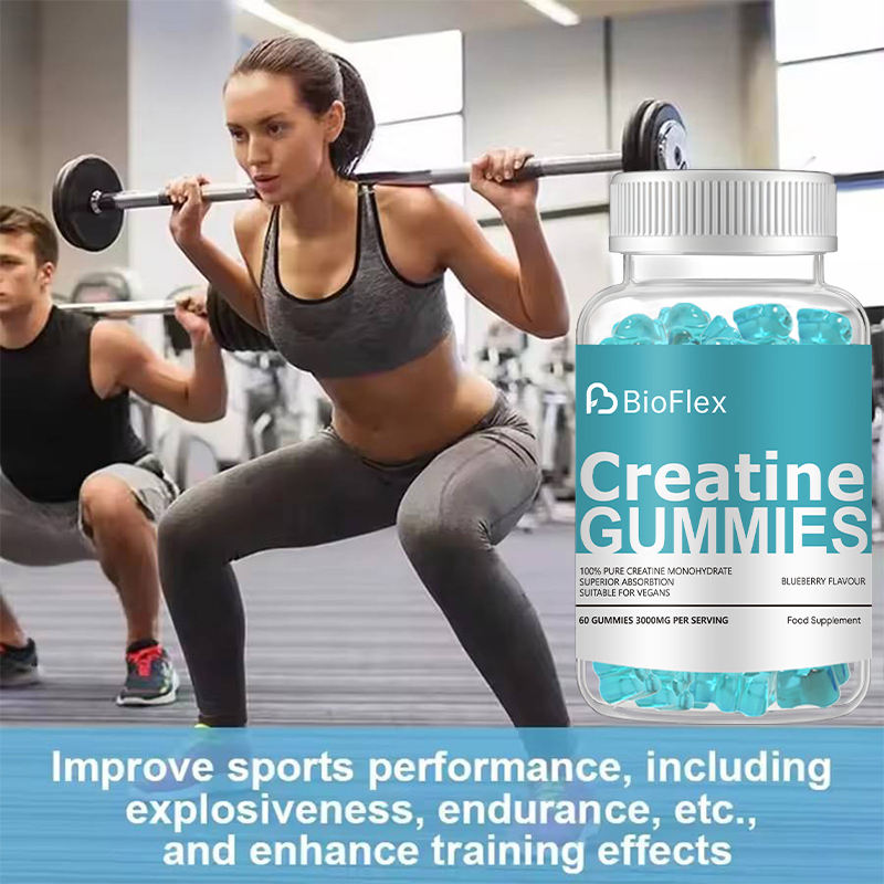 BioFlex 3000mg Pre-Workout Creatine Monohydrate Gummies Dietary Supplement with Private-Label Branding and Chinese Factory-Made Flavor for Adults