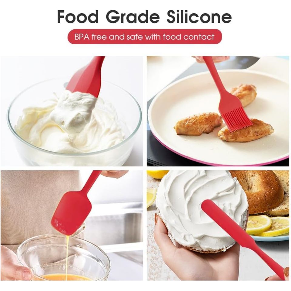 Heat-Resistant Silicone Spatula Set, 6 Pieces - Non-Stick Cooking Utensils Safe for Baking, Cooking, and Mixing