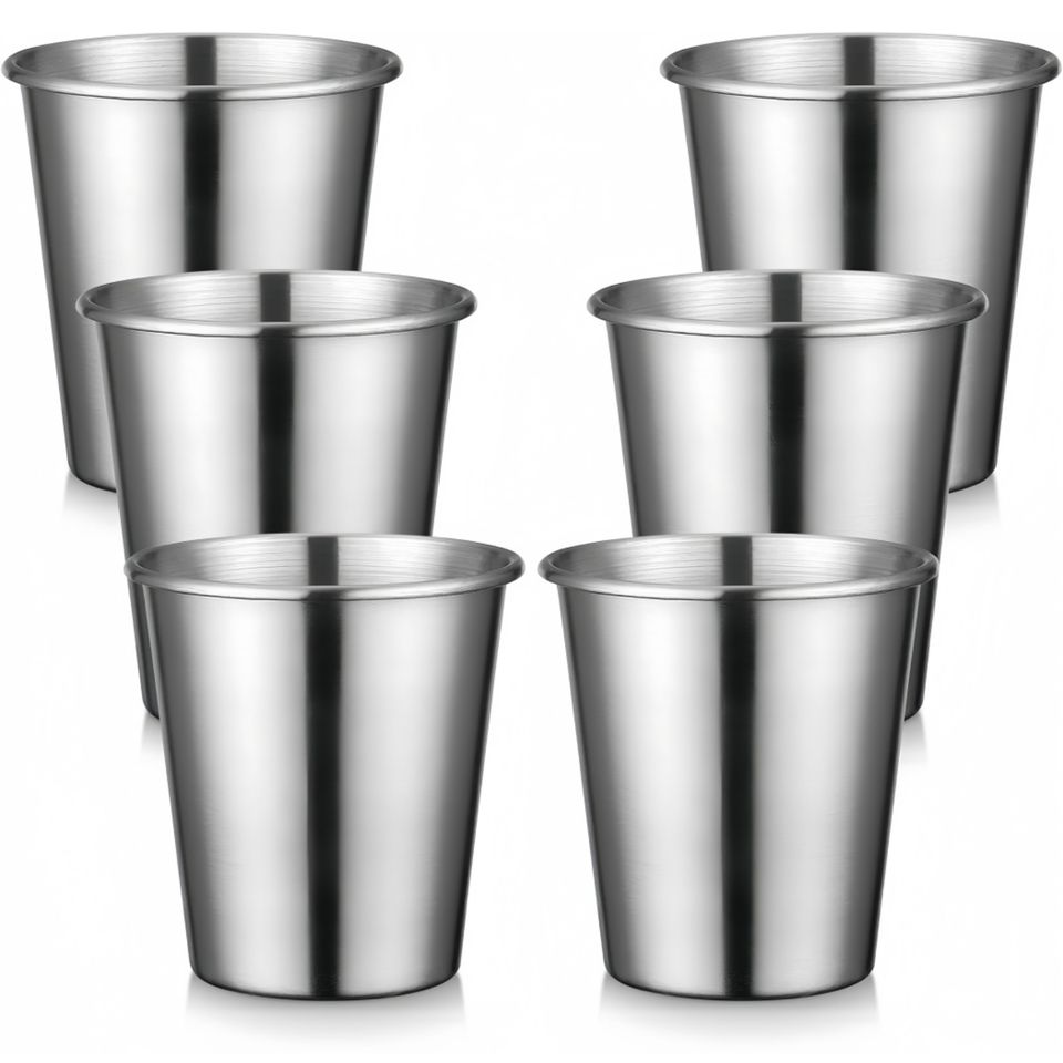 6 oz Stainless Steel Unbreakable Contemporary Design Water and Wine Cup for Parties Restaurants Bars
