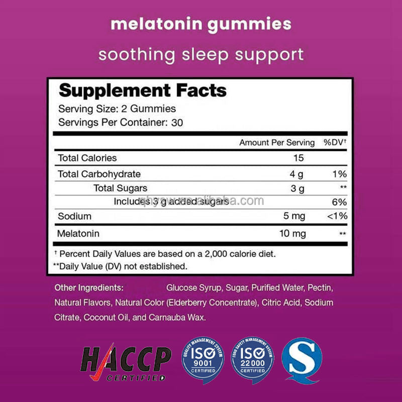 OEM Private Label Maximum Strength Natural Vegan 10mg Melatonin Gummy Sleep Supplement