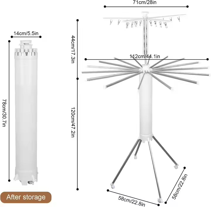 Outdoor Foldable Clothes Drying Rack for Balcony, Heavy-Duty Metal Laundry Dryer Stand