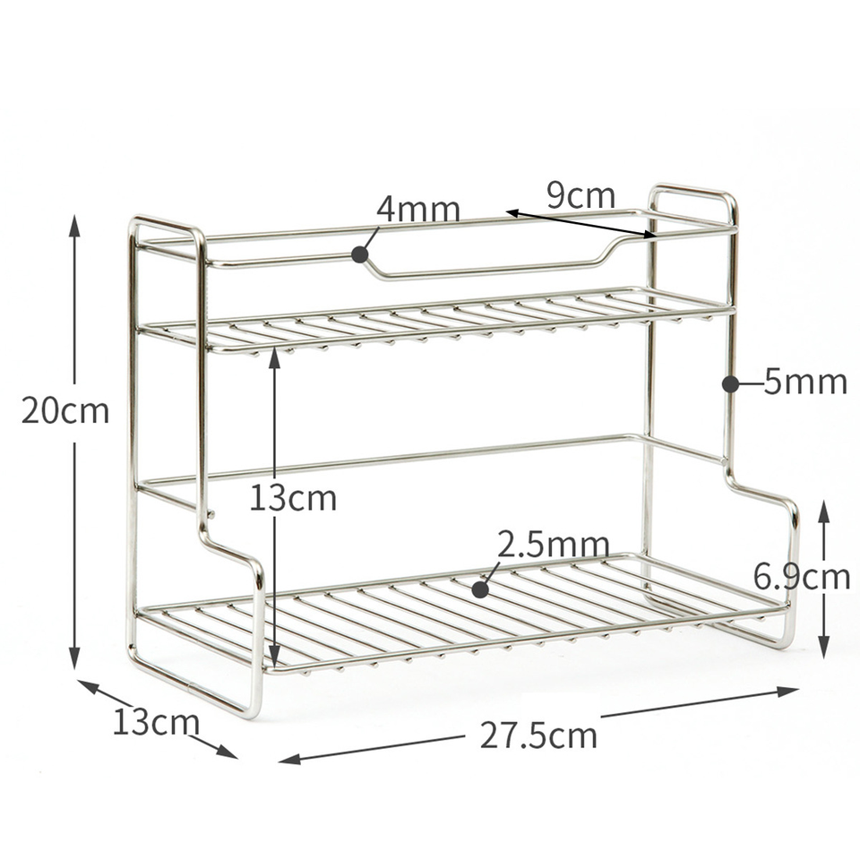 Modern Two-Tier Metal Storage Shelf for Bedroom, Kitchen, and Bathroom