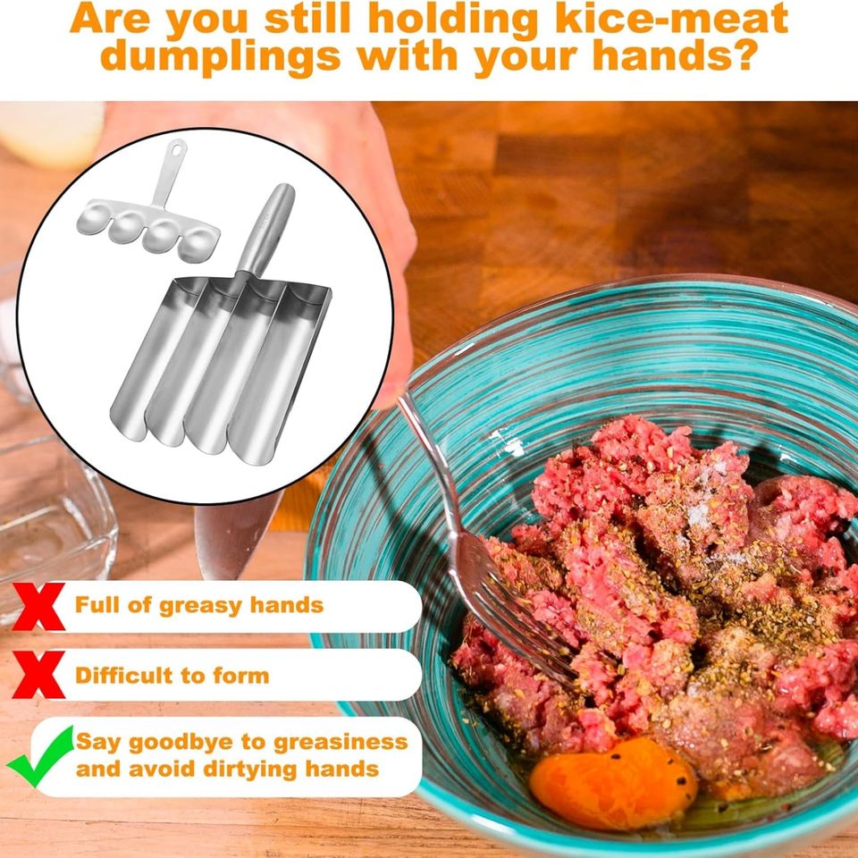 304 Stainless Steel Manual Meatball Maker Kitchen Tool for Fried Fish and Shrimp Durable Shape