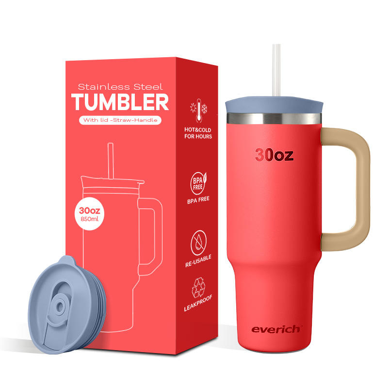 30 Ounce Stainless Steel Cup with Double Sliding Leak-Proof Lid BPA-Free