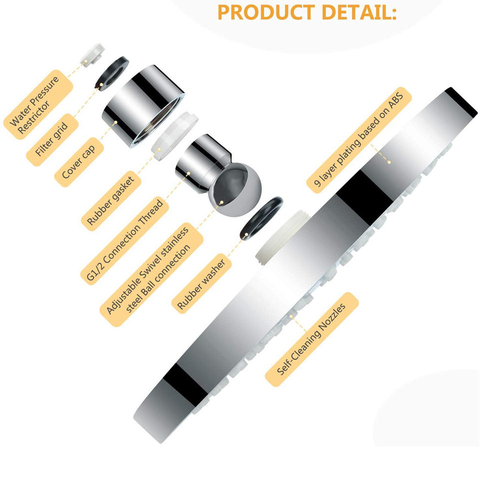 High-Pressure 6-Inch Full Chrome Electric Heating Rain Shower Head with Filter for Bathroom