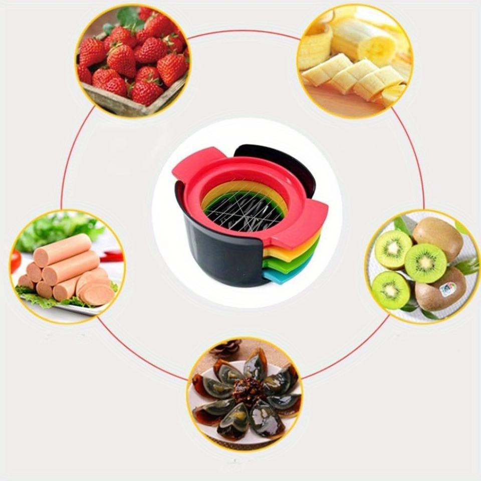 4-in-1 Multifunctional Egg Slicer, Easy to Use, Multicolored Egg Cutter, Handy Fruit Cutter for Strawberries and Kiwis