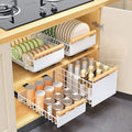 Expandable Kitchen Dish Organizer, Pull-Out Dish Rack for Kitchen Cabinets, Under Sink Kitchen Drawer