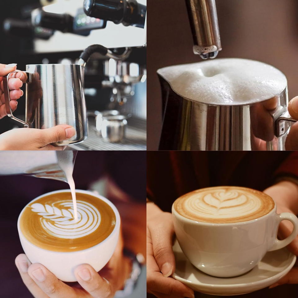 Modern Eco-Friendly Stainless Steel Milk Frother & Pitcher for Latte Art Coffee/Cappuccino Baristas & Cafes
