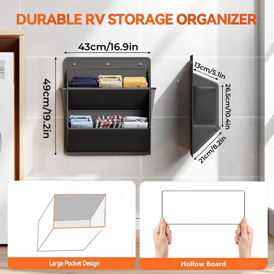 Canvas RV Wall-Mounted Shoe Rack Freestanding Space-Saving with Large Deep Pockets for Boot Storage Camper Cabinet Storage Bags