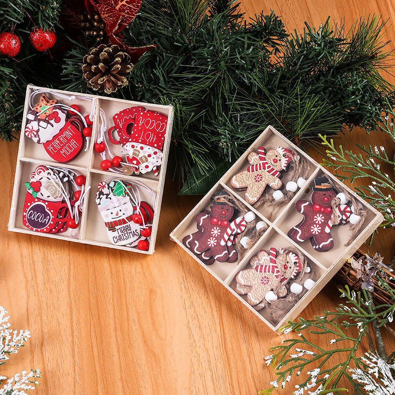 Creative Gingerbread Man and Santa Christmas Tree Ornaments for Party Gifts and Decorations