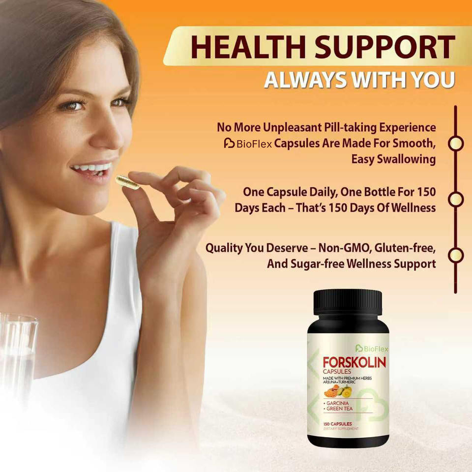 BioFlex Custom 5-in-1 Forskolin Herbal Slimming Capsules with Garcinia Cambogia and Green Tea for Weight Control