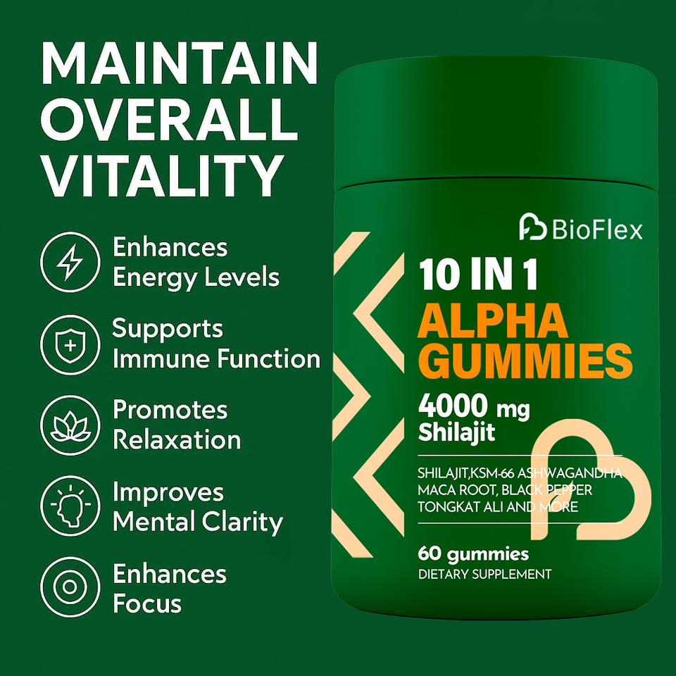 BioFlex 4000mg Pure Himalayan Gold Shilajit Gummies with Ashwagandha