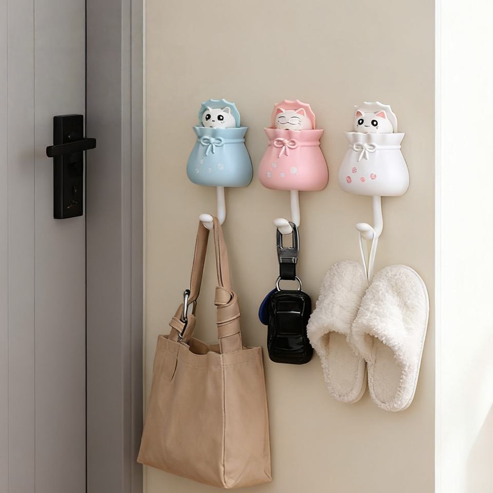 Creative Wall Hooks - Cute Hooks with Strong Adhesive, No Drilling, Leave No Marks - Key Hooks, Door Hooks for Coats