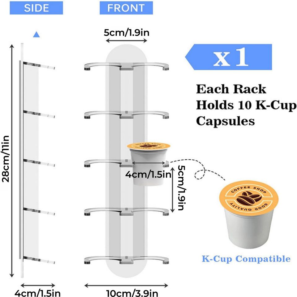 Space-Saving Plastic K-Cup Organizer for Small Countertops and Desktops
