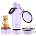 32oz Stainless Steel Vacuum Water Bottle with Removable Bowl for Pets