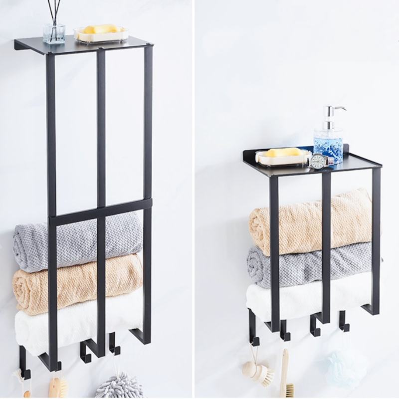 Multifunctional Wall-Mounted Towel Holder Shelf with Large Capacity for Bathroom and Toilet
