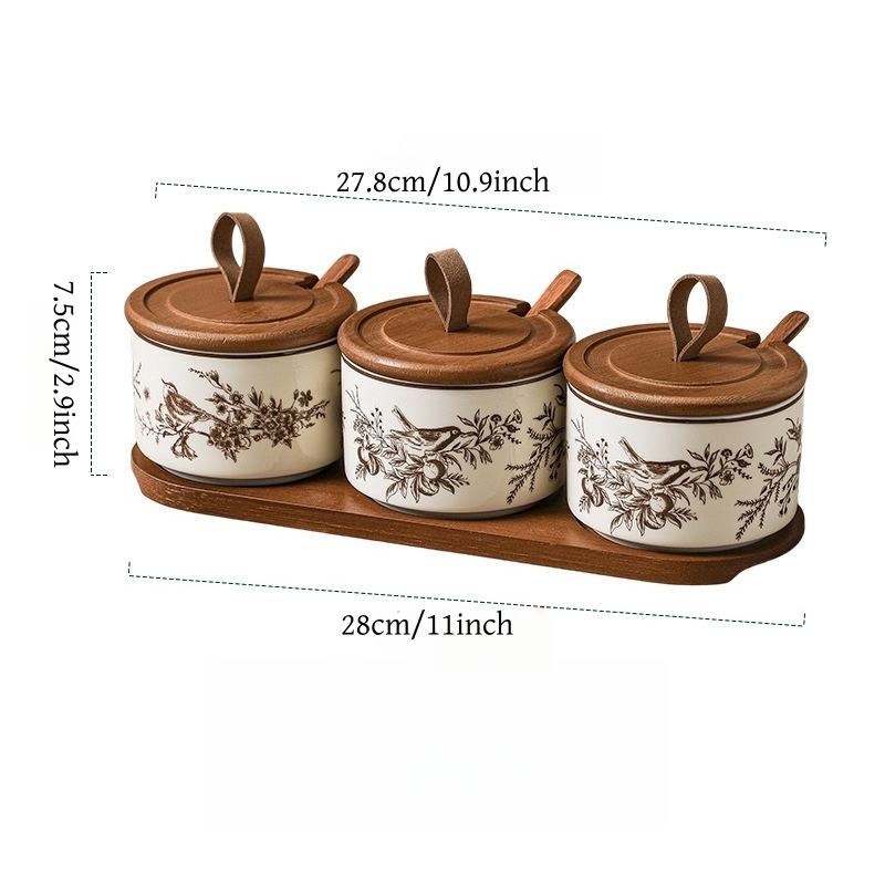 French Style Ceramic Spice Jars Set for Home Kitchen