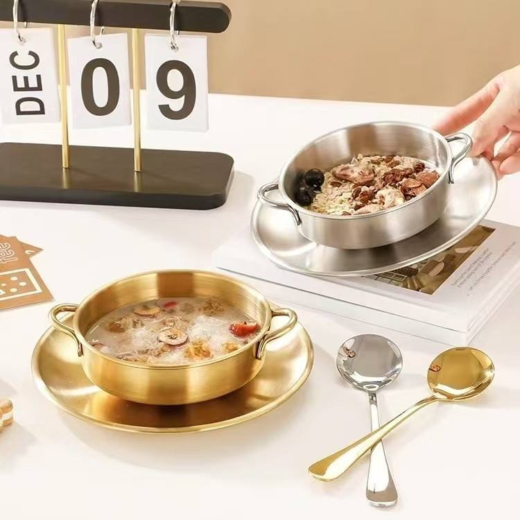 Stainless Steel Dessert Bowls Set with Milk Becher and Saucer