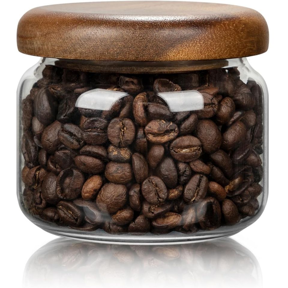 Small Glass Food Storage Container with Airtight Wooden Lid