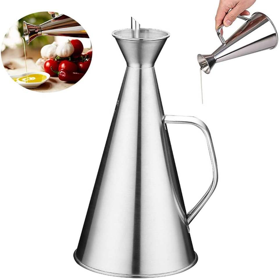 High-Performance Stainless Steel Olive Oil, Soy Sauce, and Vinegar Pourer Bottle with Leak-Proof Kitchen Dispenser, Easy to Pour