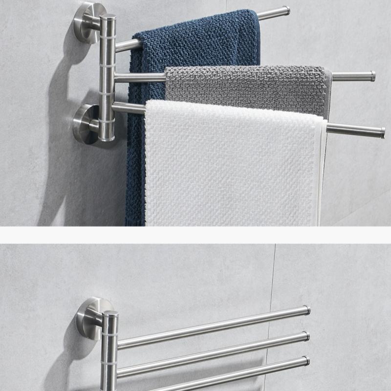 Stainless Steel 180° Rotating Wall-Mounted Towel Holder for Bathroom and Kitchen