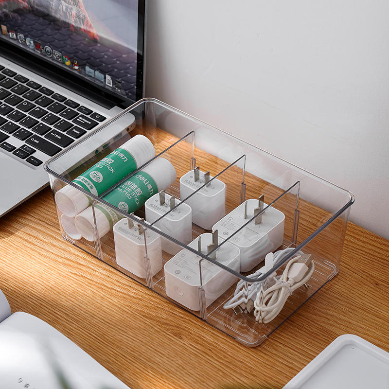 Stackable Clear Refrigerator Organizer with Divider for Snacks and Drinks Storage