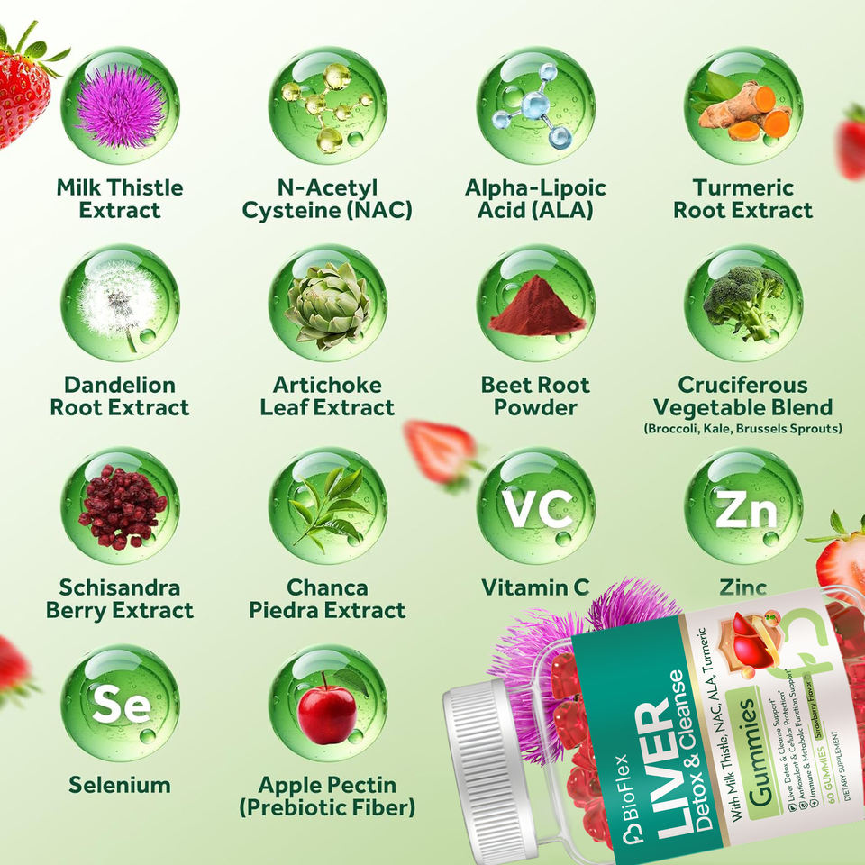 Liver Cleanse Detox & Repair Gummies with Milk Thistle Supplement Including NAC, Alpha-Lipoic Acid, Dandelion, Turmeric for Antioxidants