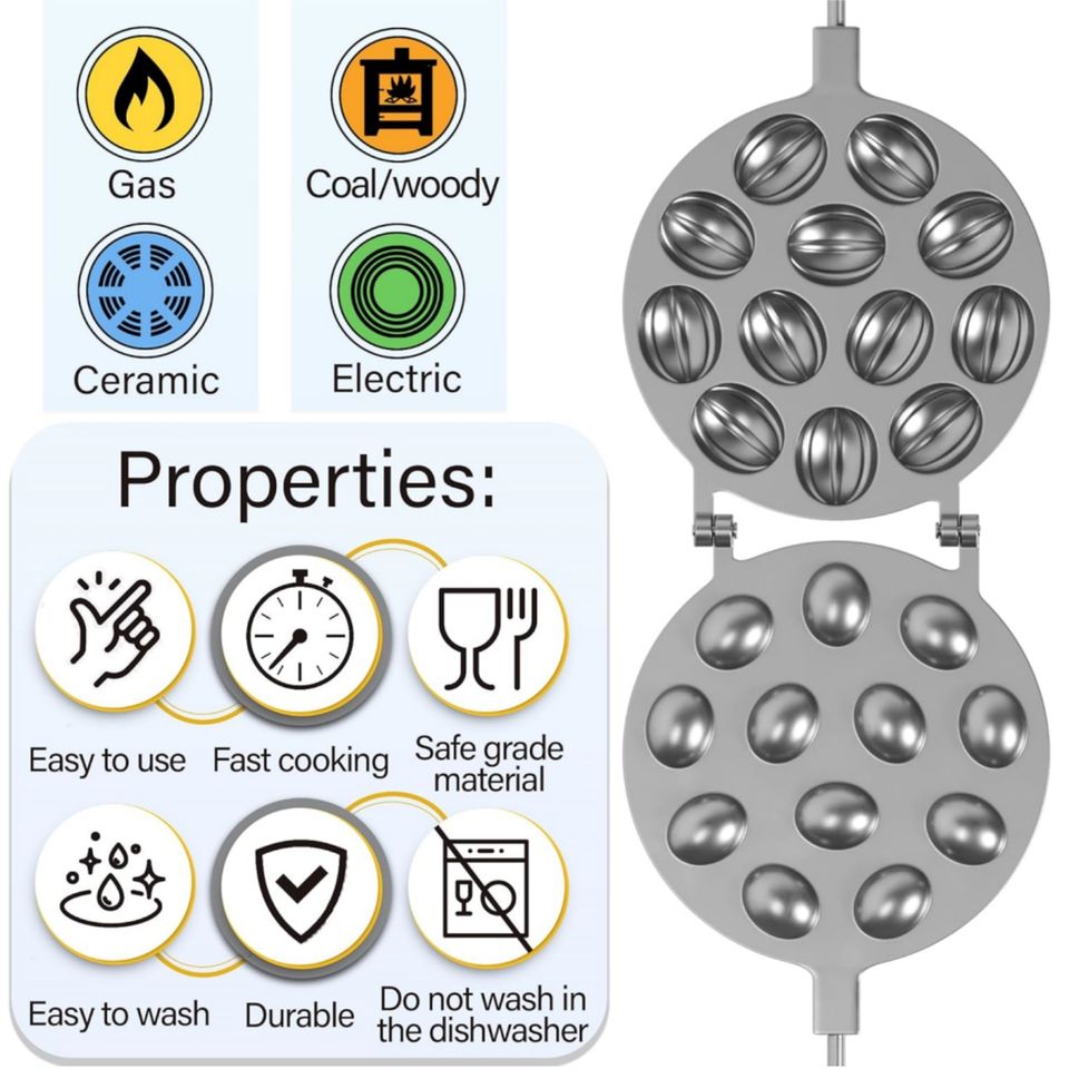 Aluminum Mold for Oreshki Walnut Cookies, Russian Cookie Maker Tool