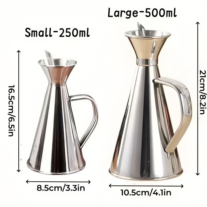 High-Performance Stainless Steel Olive Oil, Soy Sauce, and Vinegar Pourer Bottle with Leak-Proof Kitchen Dispenser, Easy to Pour