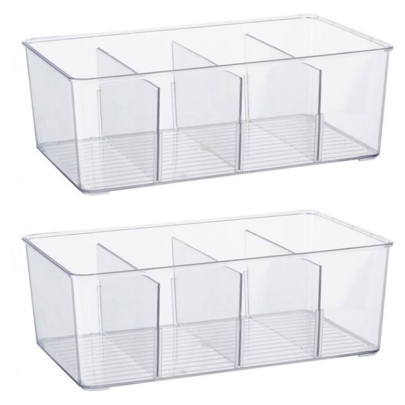 Stackable Transparent Food Containers with Dividers for Snacks and Drinks