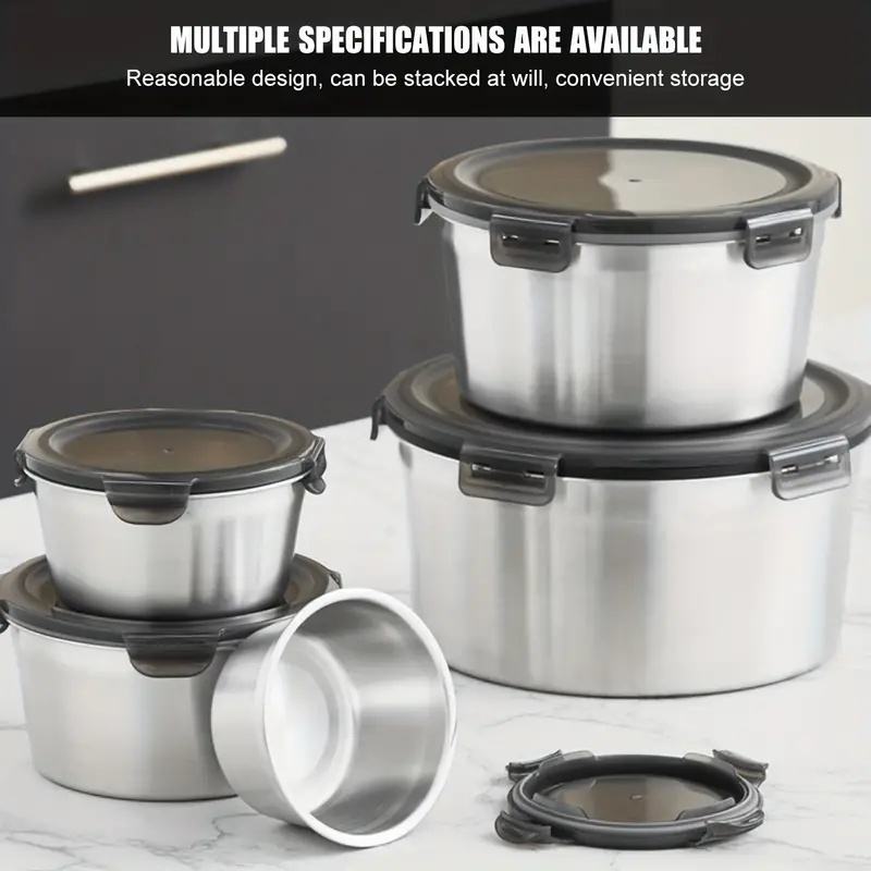 Sale 3/5 Piece Food Storage Container Set 304 Stainless Steel with Lid for Kitchen/Breakfast/Travel