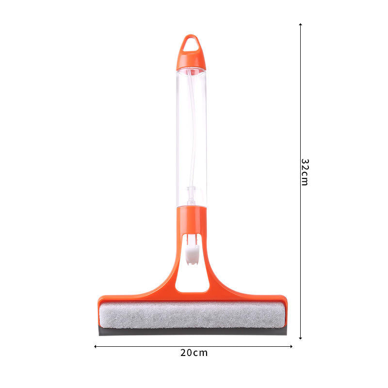3-in-1 Glass Cleaner with Liquid Spray Double-Sided Scraper Bar for Bathroom Kitchen