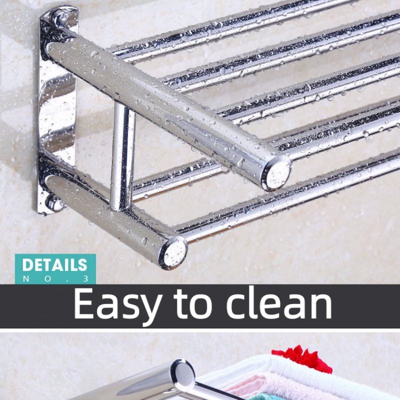 Modern Stainless Steel Double Tier Wall-Mounted Towel Rack