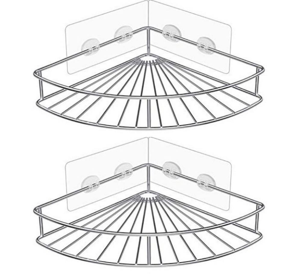 Stainless Steel Bathroom Corner Shelves Kitchen Shelf Bathroom Wall Shelf Space Saver with Adhesive
