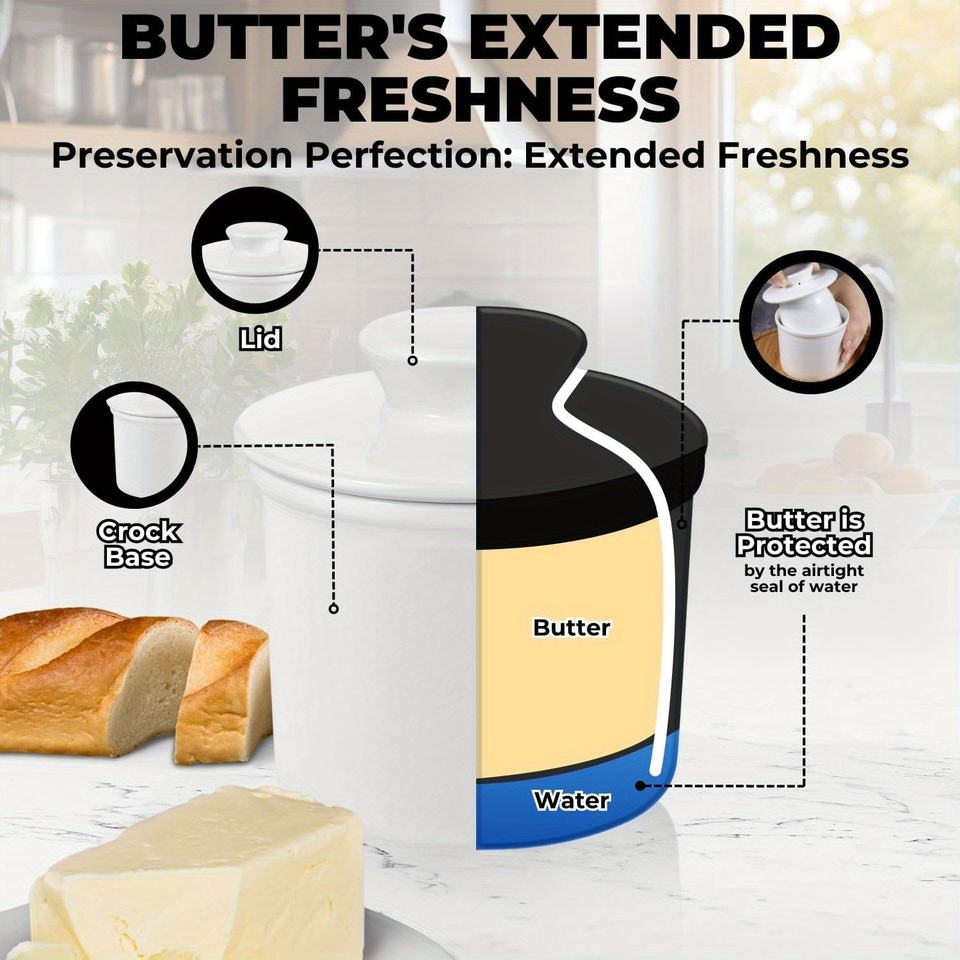 French Butter Glass with Lid, Ceramic Water Seal Cheese Seal Glass