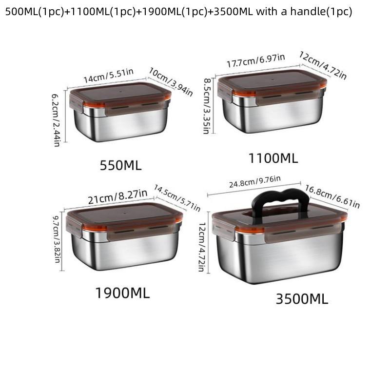 Stainless Steel Best-Selling Food Storage Box Airtight Food Container with Transparent Lid for Keeping Vegetables/Meat/Fruits Fresh