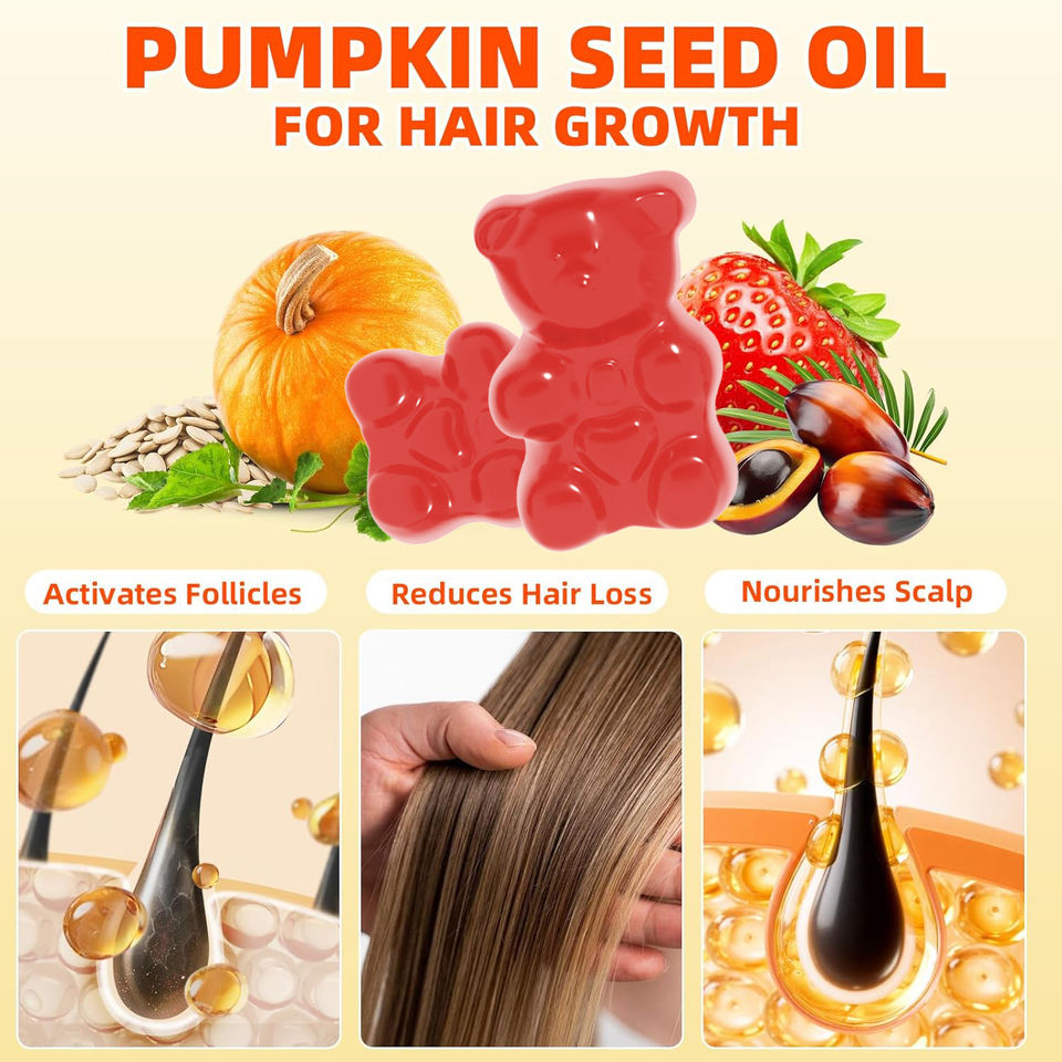OEM Strawberry Flavor 4000mg Pumpkin Seed Oil Supplement Gummies with Saw Palmetto Extract for Antioxidants, Hair Growth & Skin Health
