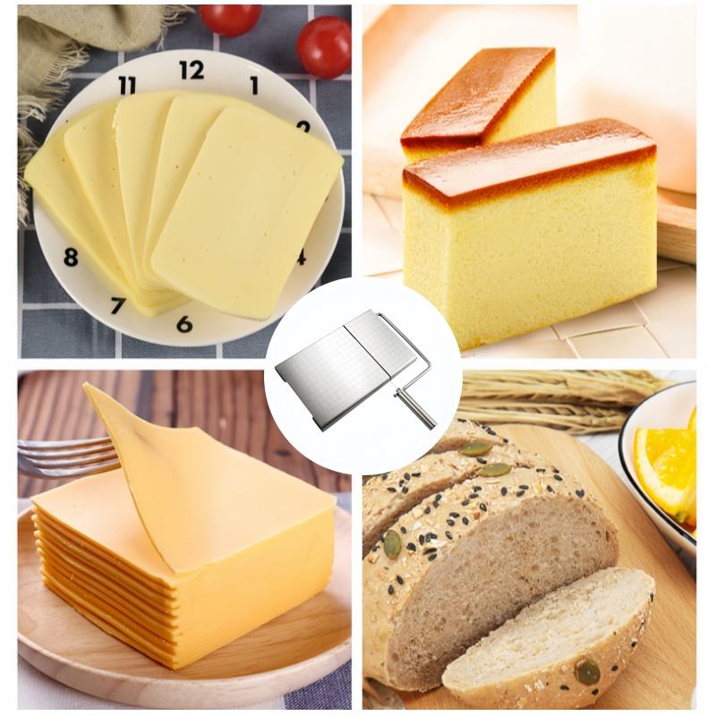 Stainless Steel Cheese Slicer with 5 Replacement Wires, Grid Pattern/Blank Option, for Block Cheese
