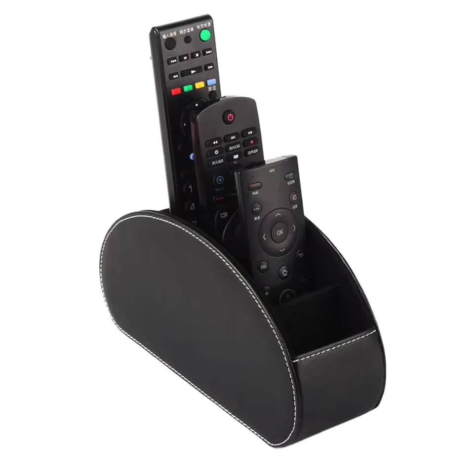 Classic Leather Household Organizer with TV Remote Control Holder Multifunctional Fold Design for Home Use
