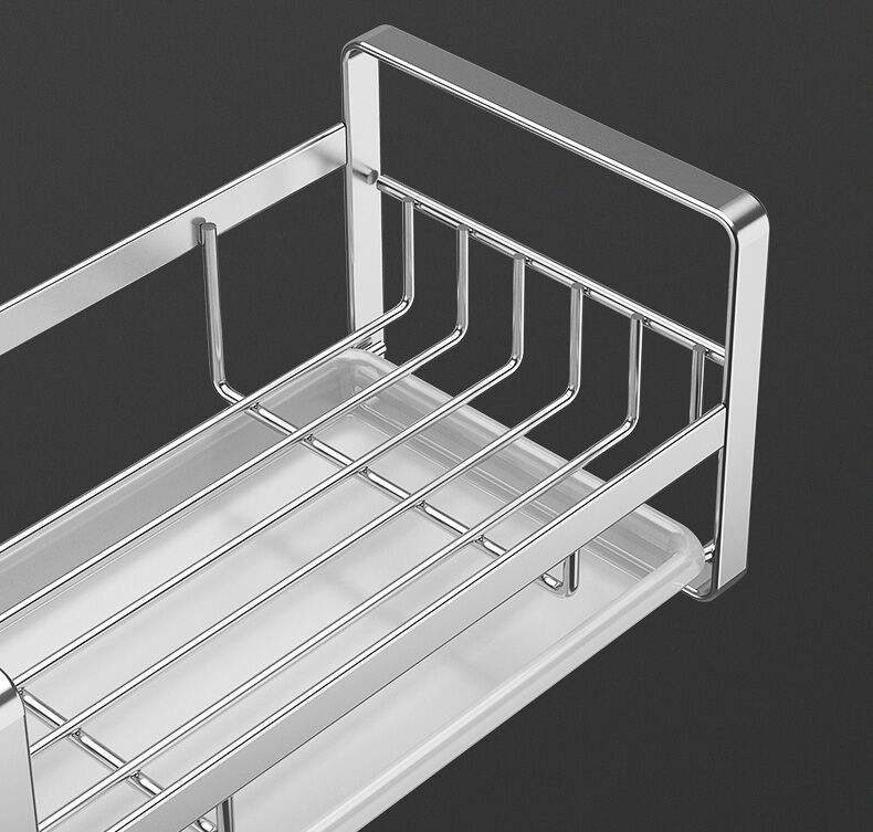 Stainless Steel Black Metal Kitchen Sink Caddy Hardware Organizer with Drain Pan