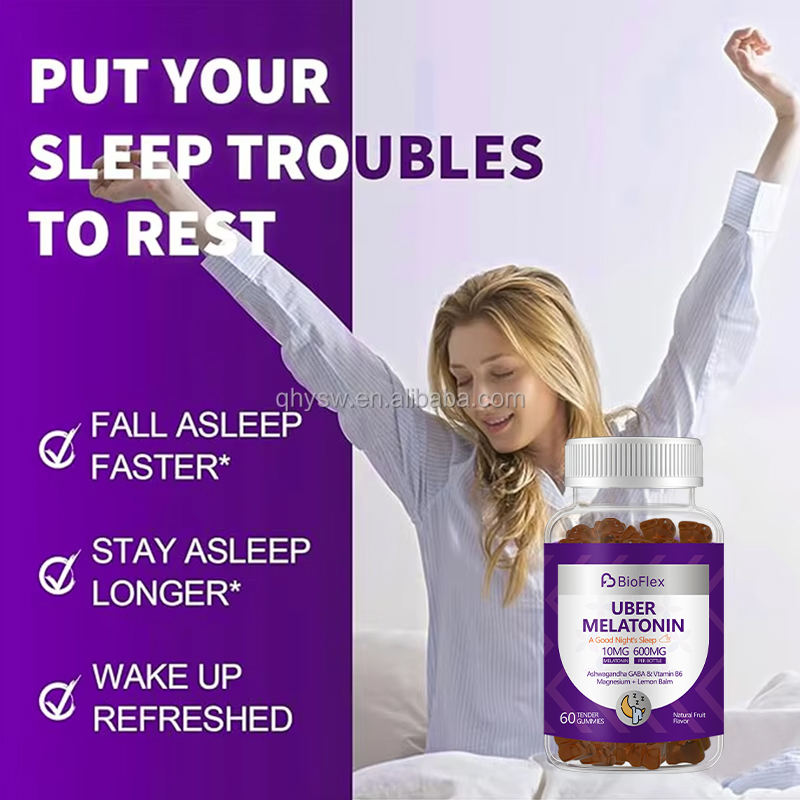 Private Label Melatonin Ashwagandha Vitamin B6 & Magnesium Gummies 10mg Sleep Support