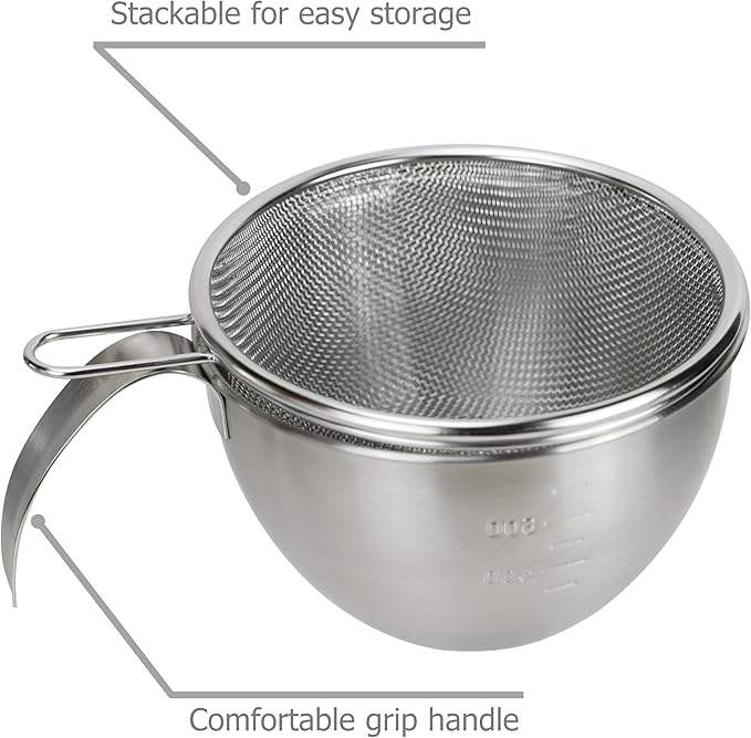 Stainless Steel Mixing Bowl with Kitchen Drain Basket, Sieve Bowl, Baking Mold, Measuring Cup with Handle