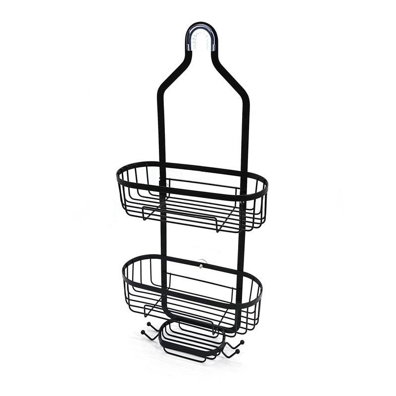 Elegant 3-Tier Iron Self-Adhesive Bathroom Organizer Rack with Hooks
