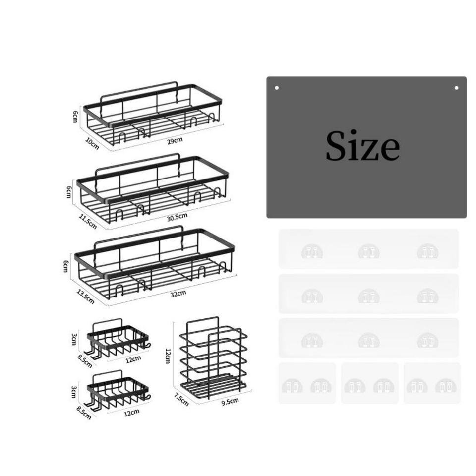 High-Quality Wall-Mounted Black Iron Bathroom Shelf