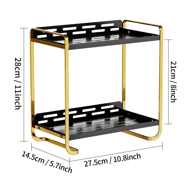 Double-Layer Metal Storage Shelf for Cosmetics and Kitchen