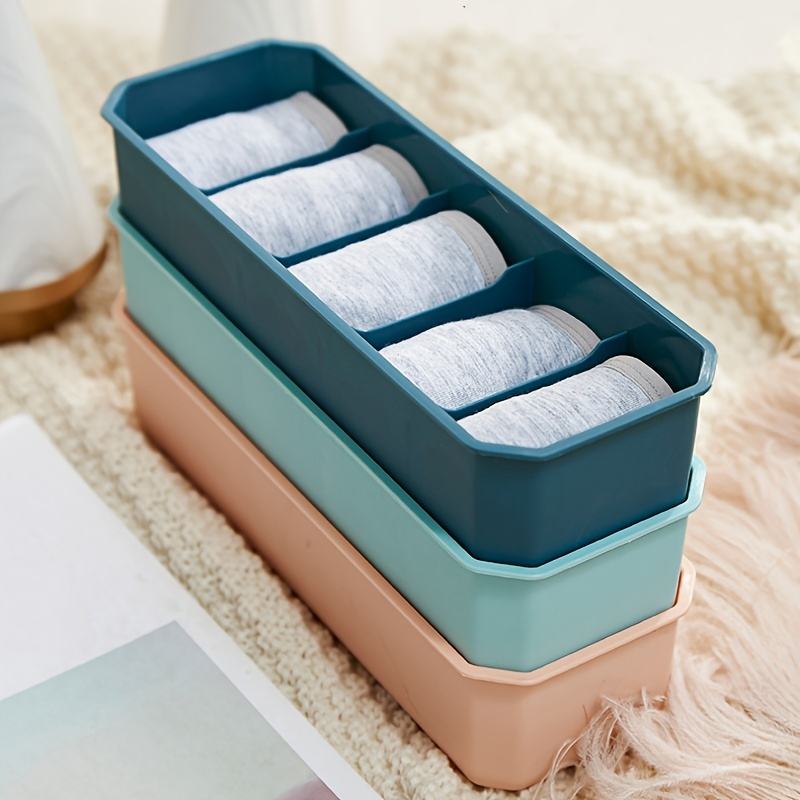 Multi-Compartment Sock Storage Box Space-Saving Plastic Underwear Organizer for Bedroom/Home/Dorm