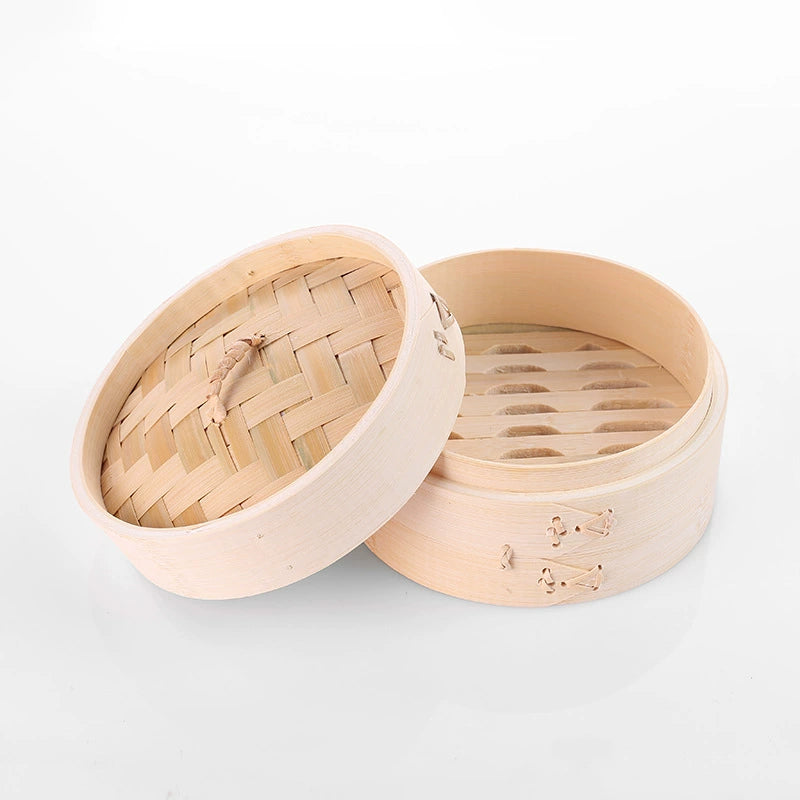 Bamboo Steamer Basket for Eco-Friendly Cooking and Serving Traditional Chinese Cuisine with Lid